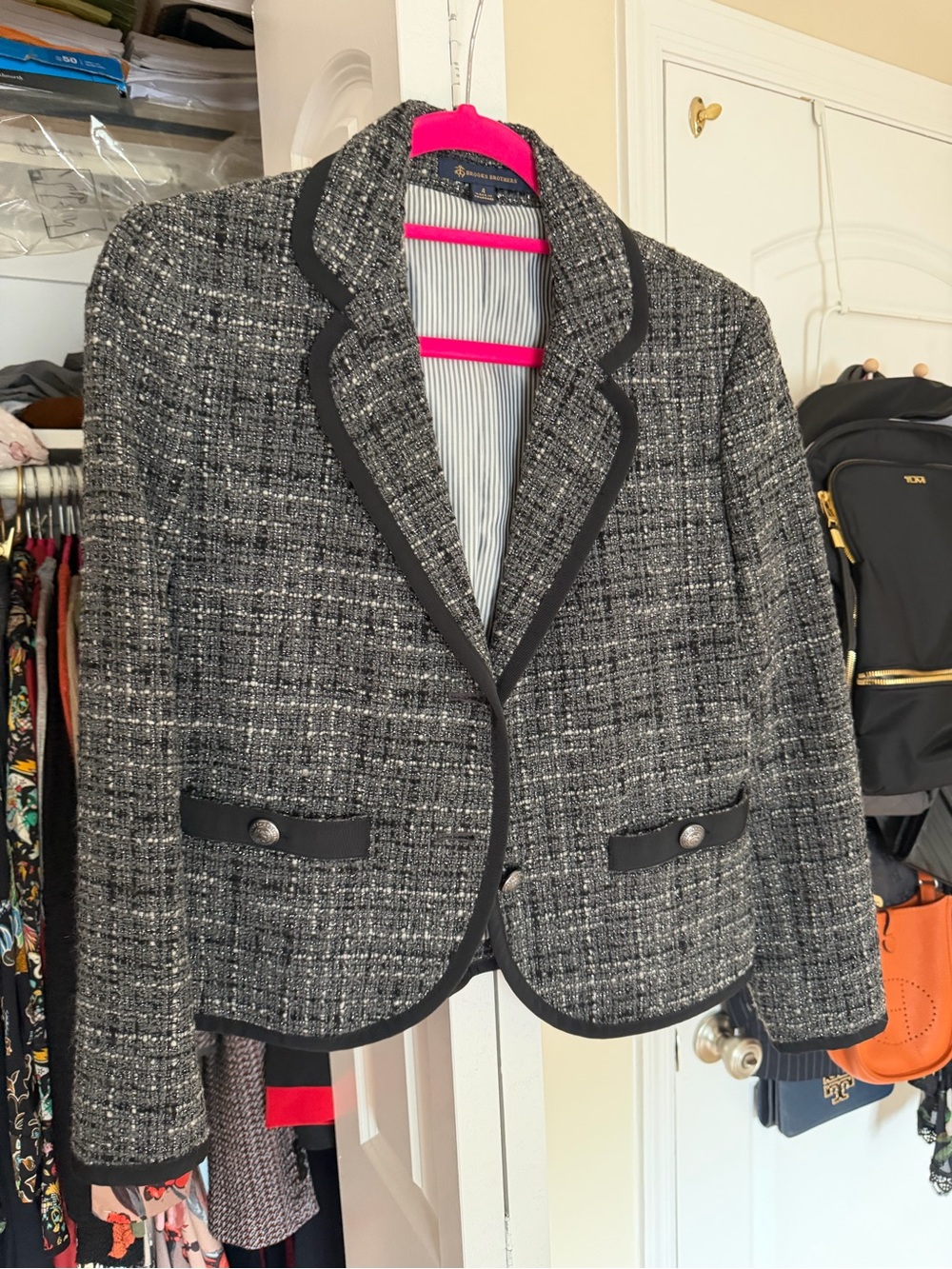 Brooks Brothers Black and Gray Tweed Mini Skirt